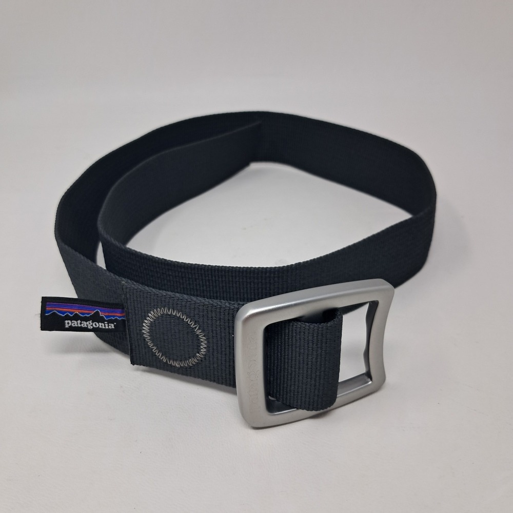 Patagonia Tech Web Belt Gray Nylon Webbing Metal Buckle Bottle Opener Small